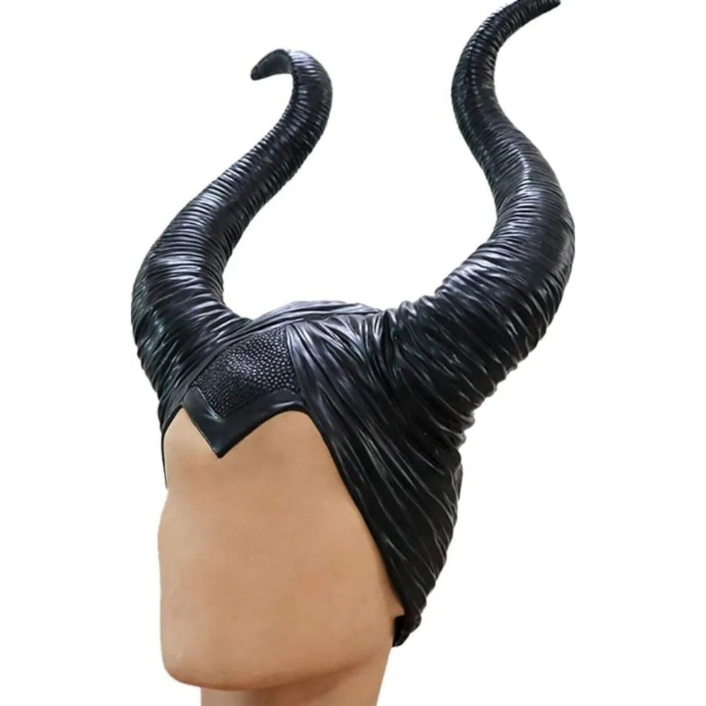 Maleficent Horns Head Mask Costume Halloween Hat w/ Foam Horns Cosplay Adults